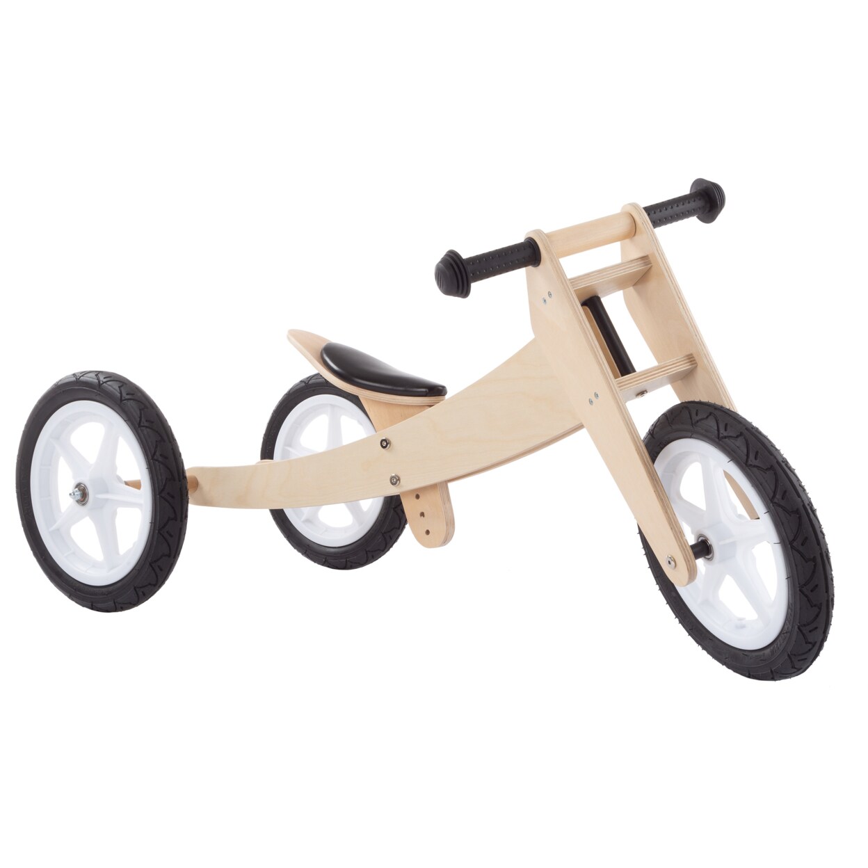 3-In-1 Wooden Balance Bike Tricycle For Kids Adjustable Natural Wood Safe Ride