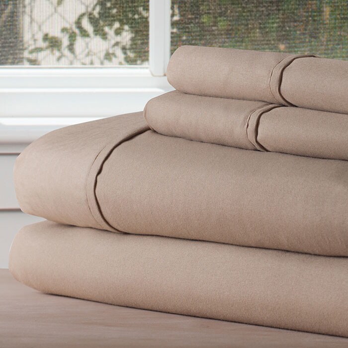 Lavish Home Series 1200 Twin Sheet Set Taupe 3 Piece Microfiber Wrinkle Free