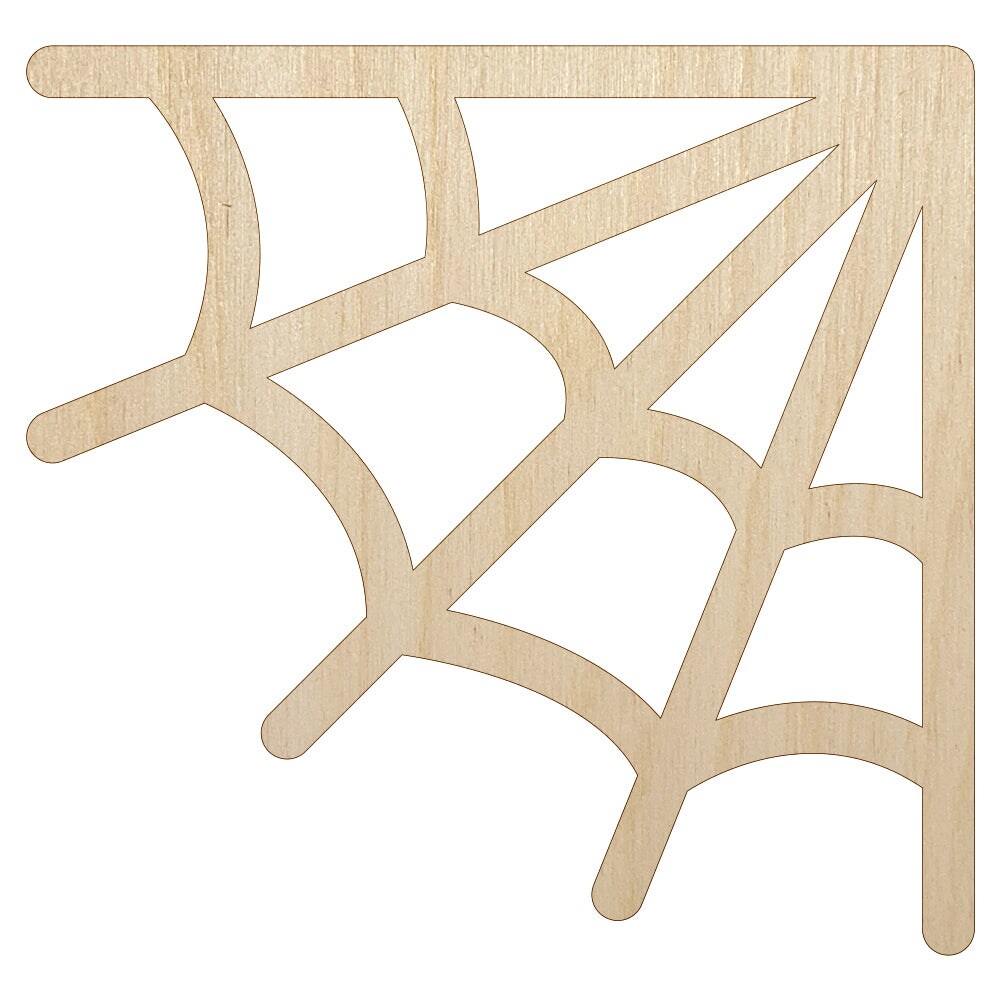Corner Spider Web Unfinished Wood Shape Piece Cutout for DIY Craft Projects