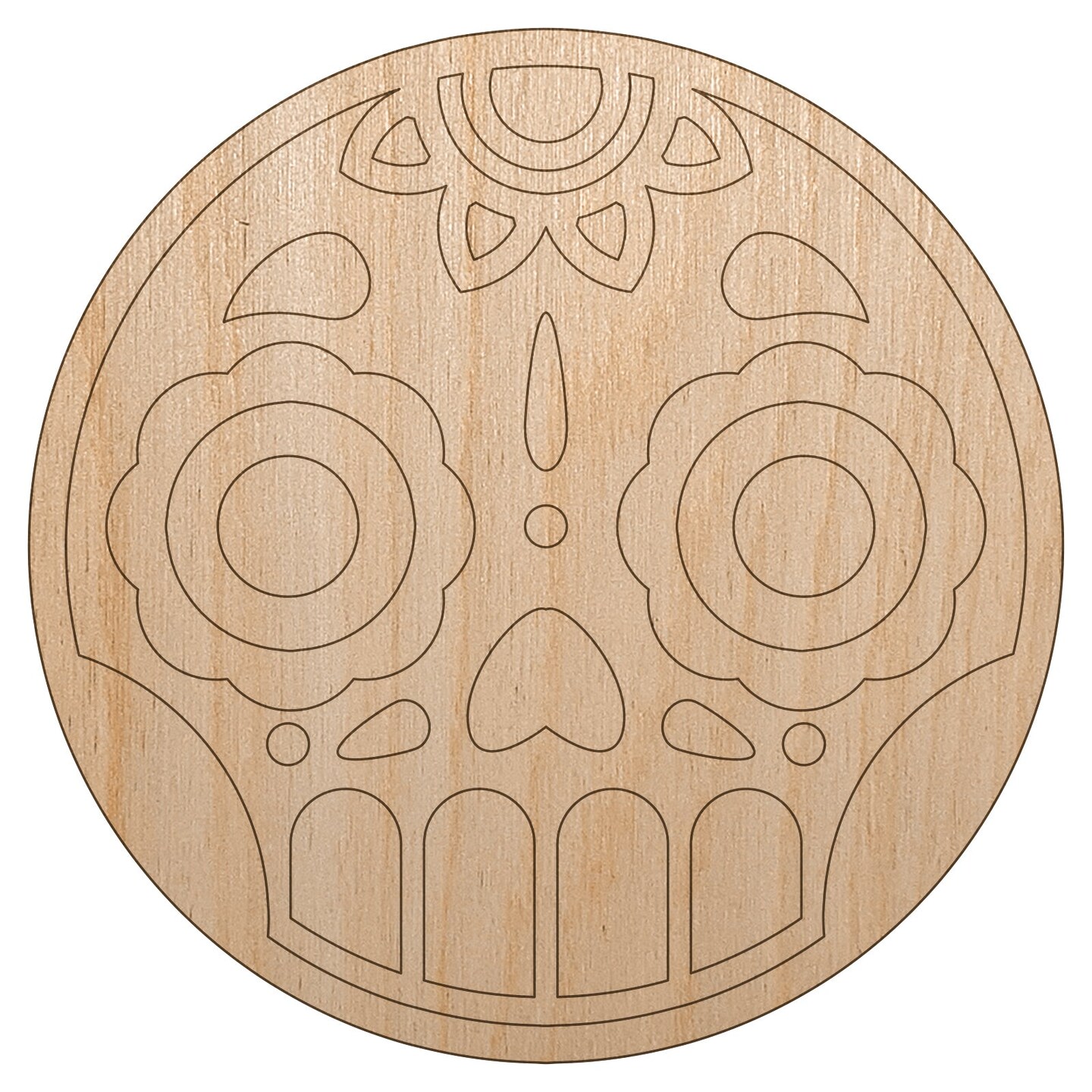 Cute Dia de los Muertos Day of Dead Sugar Skull Unfinished Wood Shape Piece Cutout for DIY Craft Projects