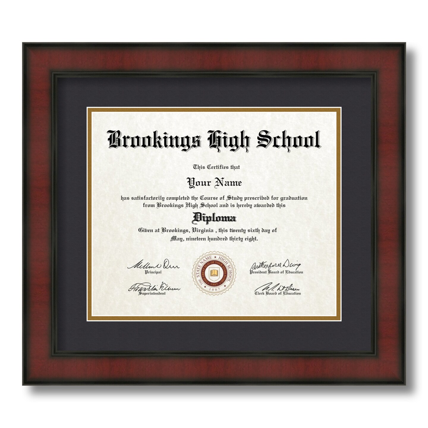 ArtToFrames 10x12 inch Diploma Frame - Framed with Black and Gold Mats, Comes with Regular Glass and Sawtooth Hanger for Wall Hanging (D-10x12)