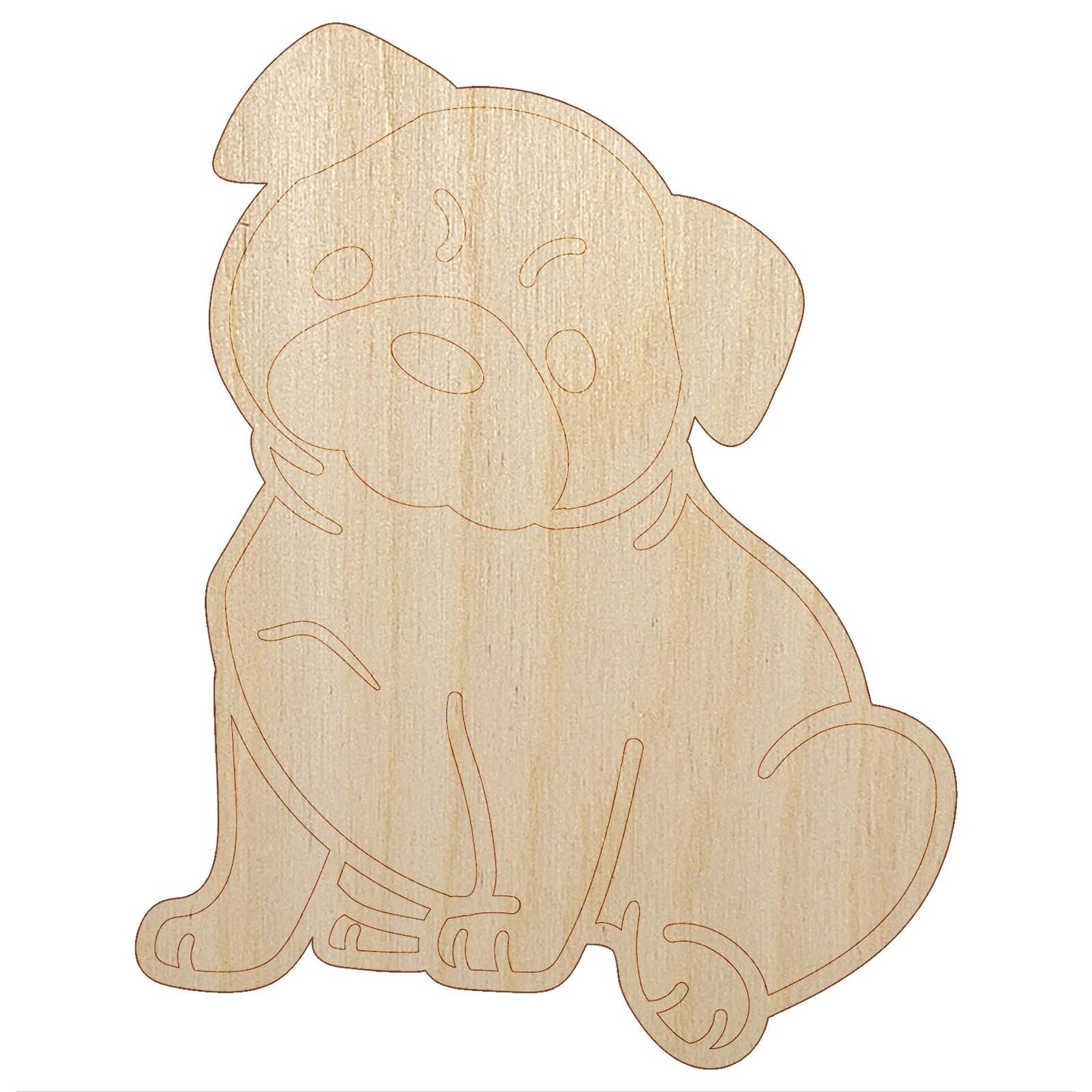 Pug Sitting Dog Unfinished Wood Shape Piece Cutout for DIY Craft Projects