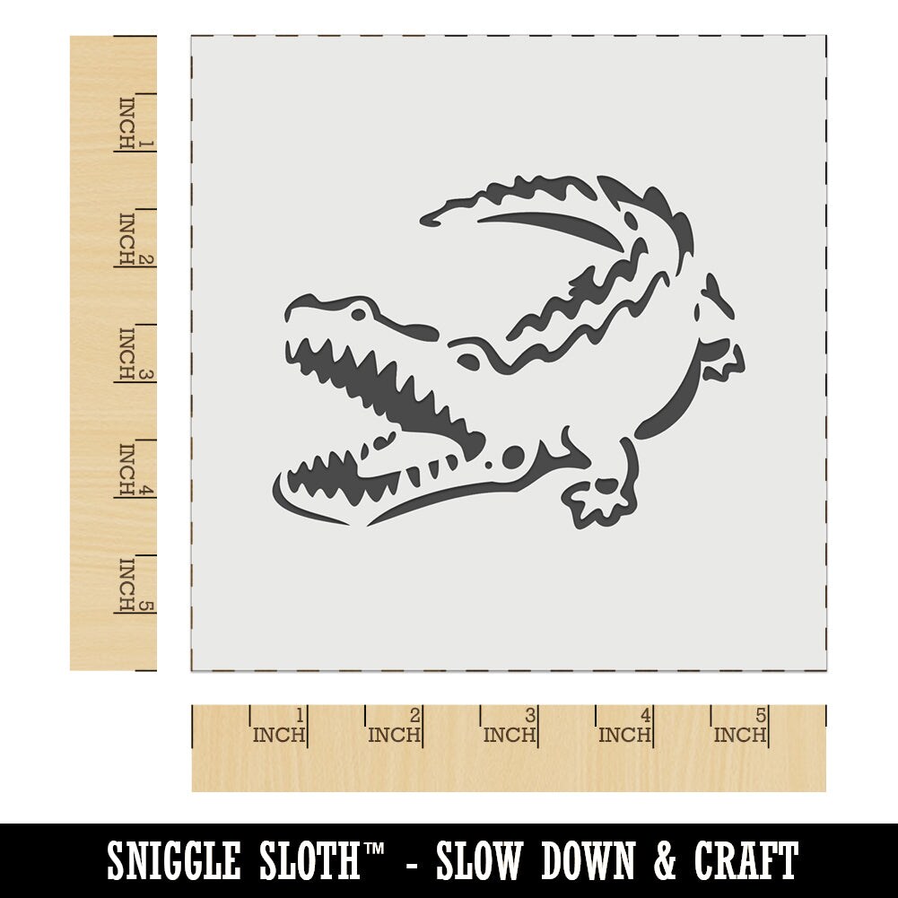 Alligator Crocodile Basking With Jaws Open Wall Cookie DIY Craft Reusable Stencil