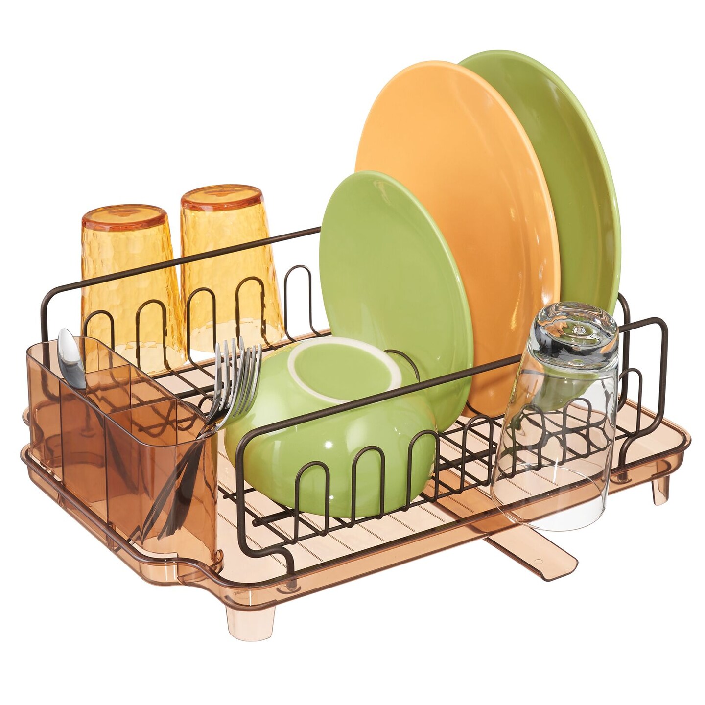 mDesign Large Kitchen Dish Drying Rack / Drainboard, Swivel Spout