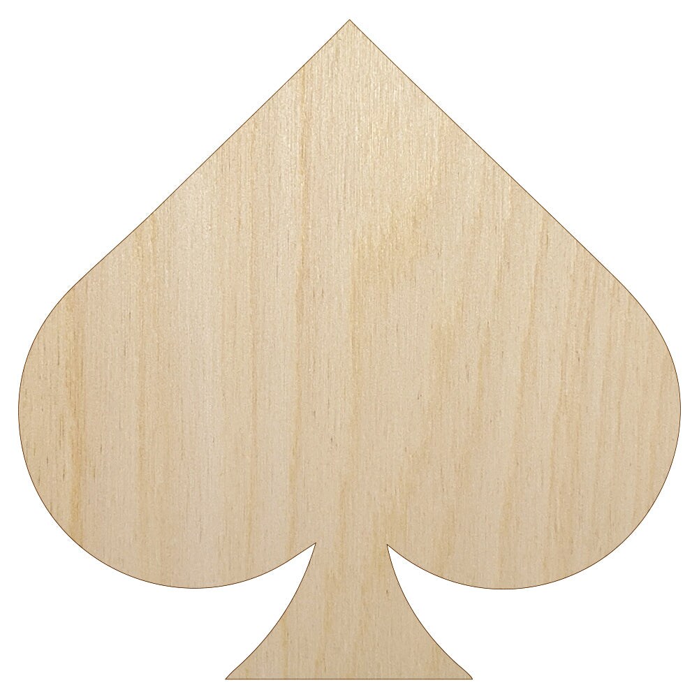 Card Suit Spades Unfinished Wood Shape Piece Cutout for DIY Craft Projects