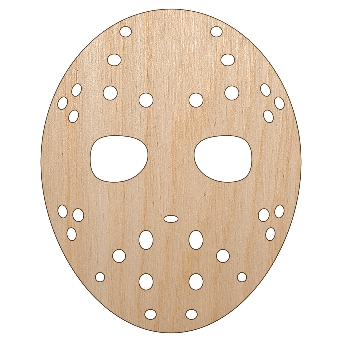 Hockey Mask Goalie Scary Halloween Unfinished Wood Shape Piece Cutout for DIY Craft Projects