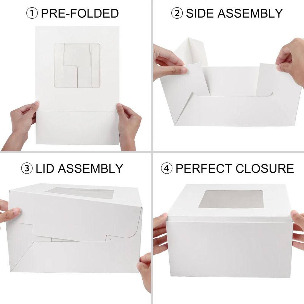 30pc 10x10x5'' Disposable Cake Boxes Paper Bakery Box for Pastries, Cookies, Pie