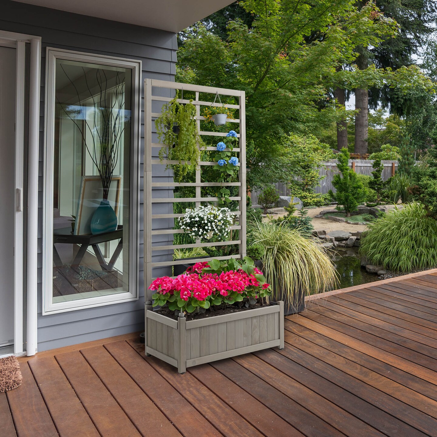 Casafield Wooden Climbing Planter Box -
Raised Garden Bed with Trellis Plant Stand for Outdoor