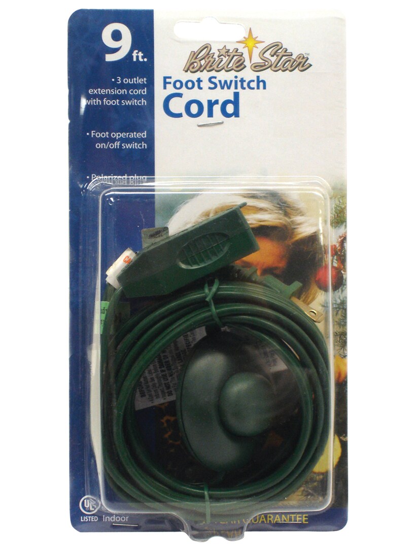 CC Christmas Decor 9&#x2019; Brite Star Indoor 3 Outlet Extension Cord with Foot Switch