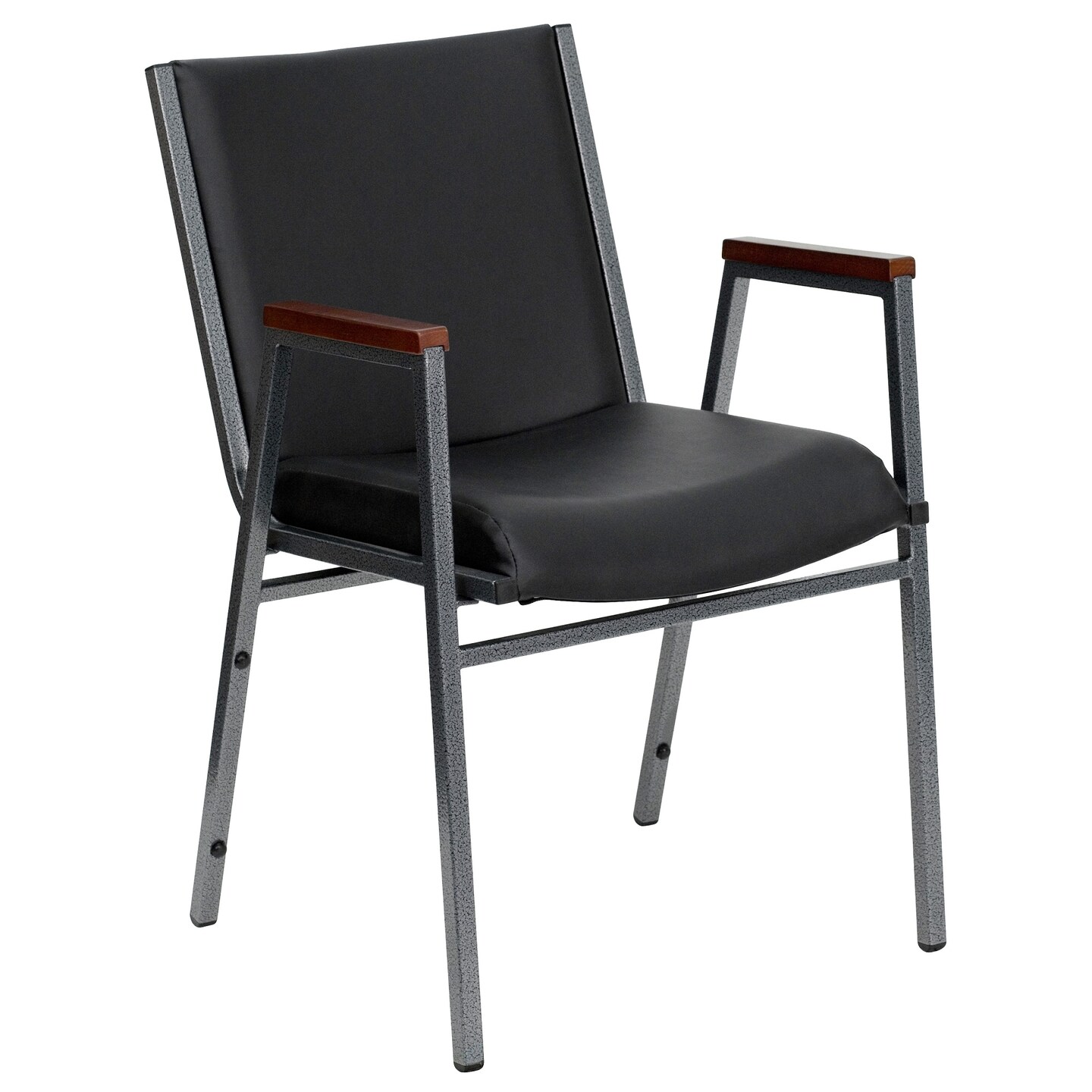 Flash Furniture 31&#x22; Black Square Contemporary Stacking Chair with Arms