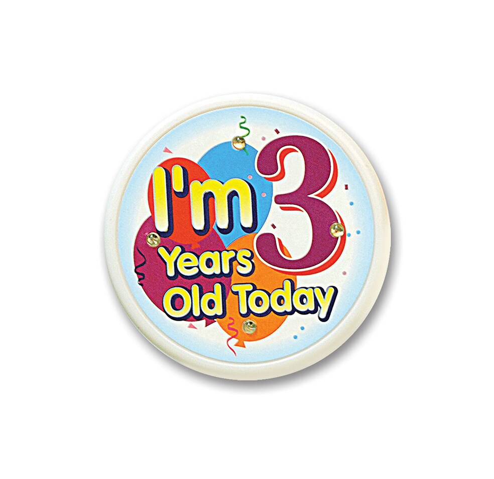 Beistle Pack of 6 Blue and Orange "I'm 3 Years Old Today" Toddler Birthday Celebration Buttons 2.5"