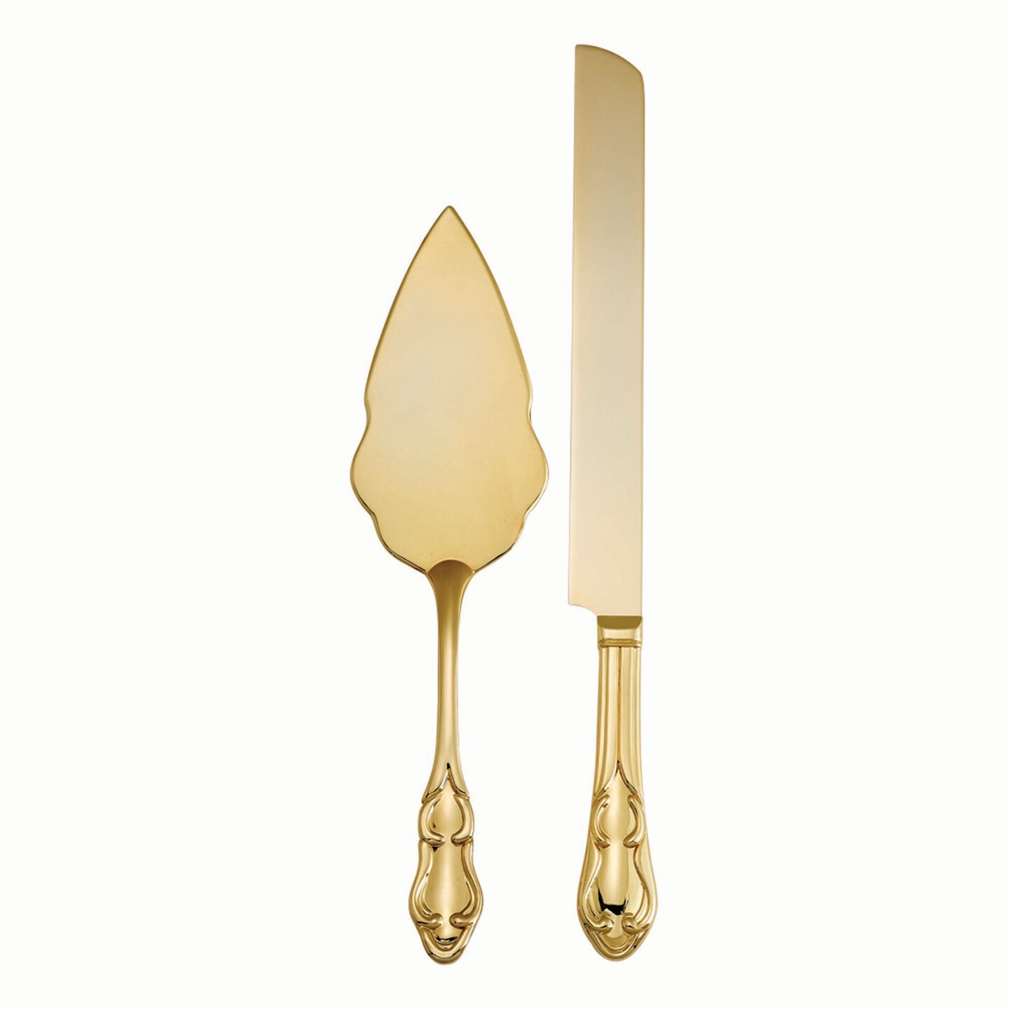 Contemporary Home Living 14.25" Gold Stainless Steel Cake Knife Server Set
