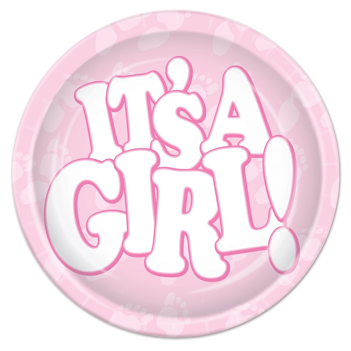 Party Central Pack of 96 Light Pink &#x22;It&#x27;s A Girl!&#x22; Disposable Dinner Plates 9&#x22;