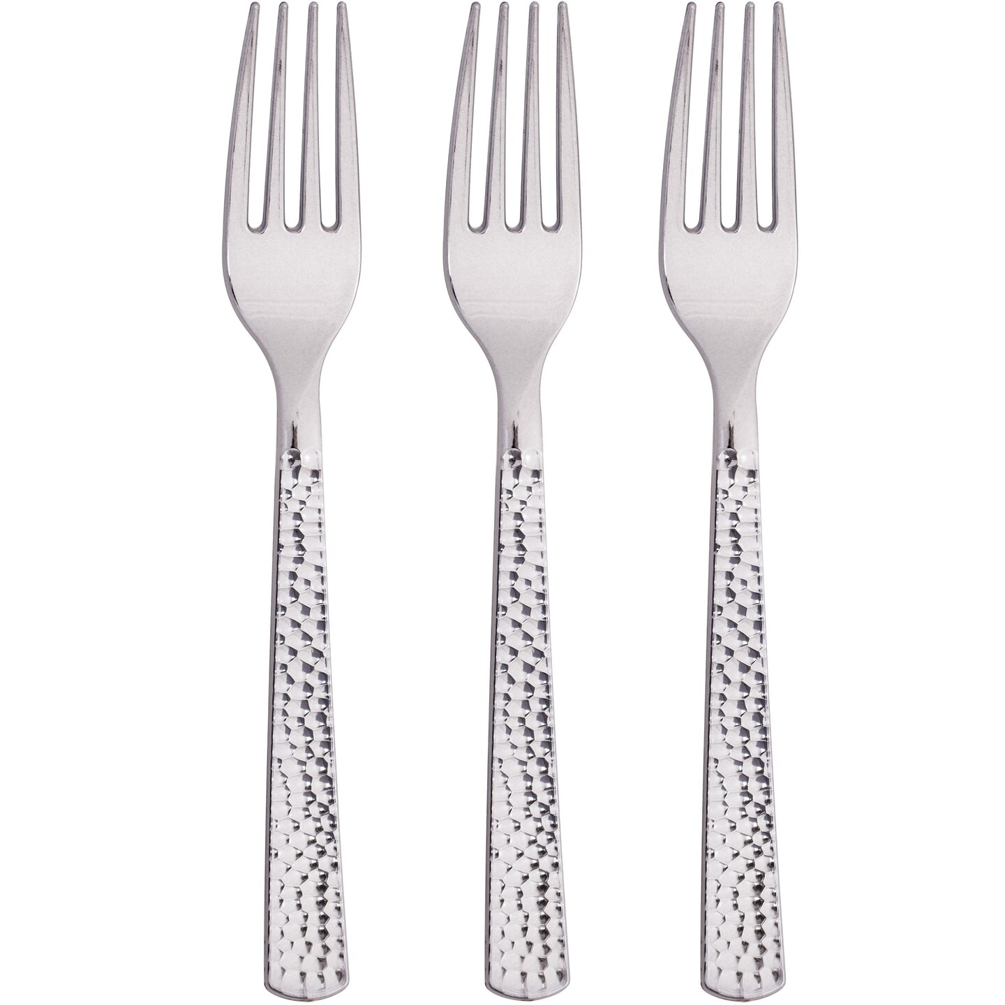 Party Central Club Pack of 288 Silver Hammered Forks 7.25&#x22;
