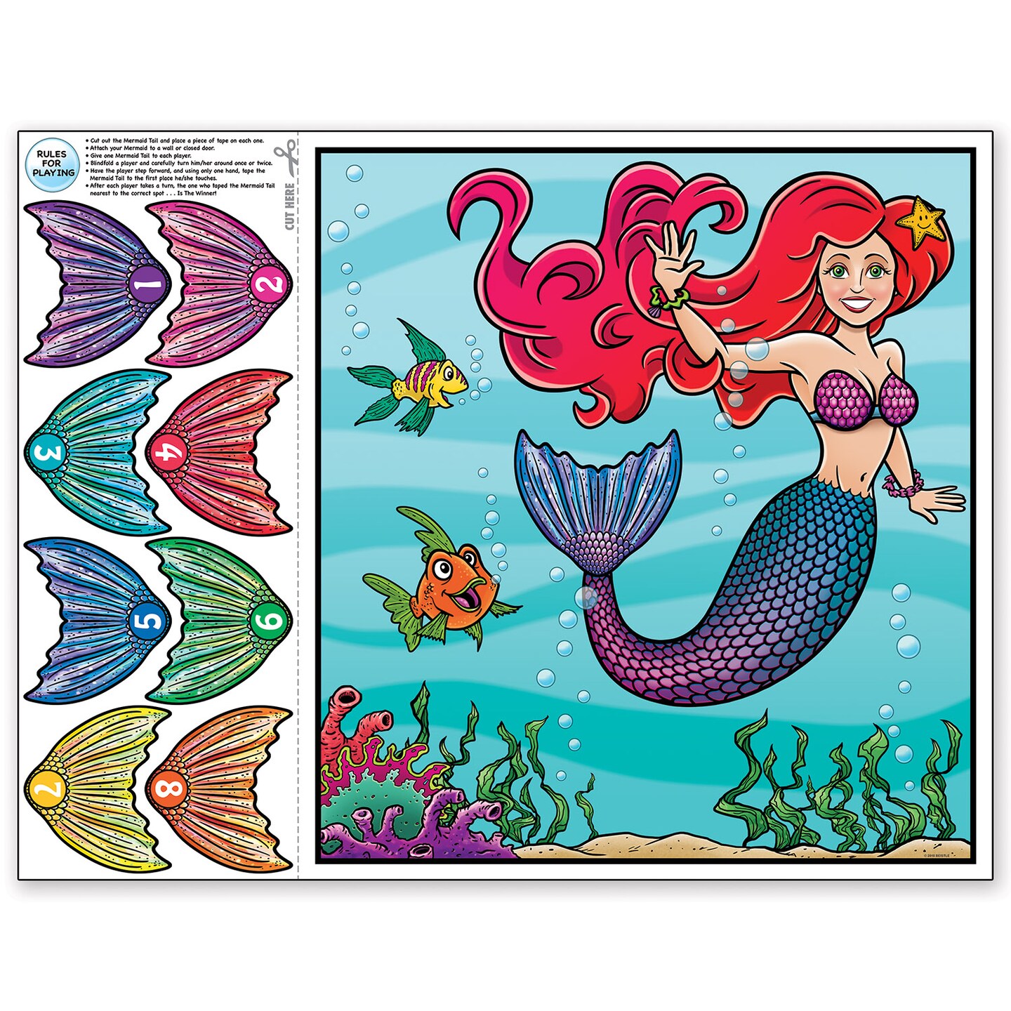 Beistle Set of 24 Pin the Tail on the Mermaid Party Game 18.75