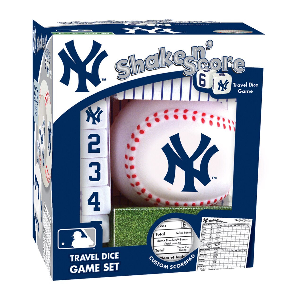 Masterpieces   Officially Licensed MLB New York Yankees Shake N&#x27; Score Dice Game for Age 6 and Up