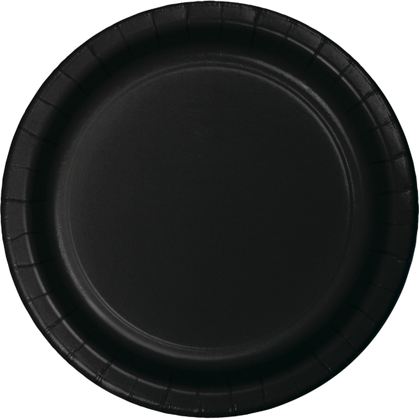 Party Central Disposable Round Luncheon Party Paper Plates - 7" - Jet Black - Club Pack of 96