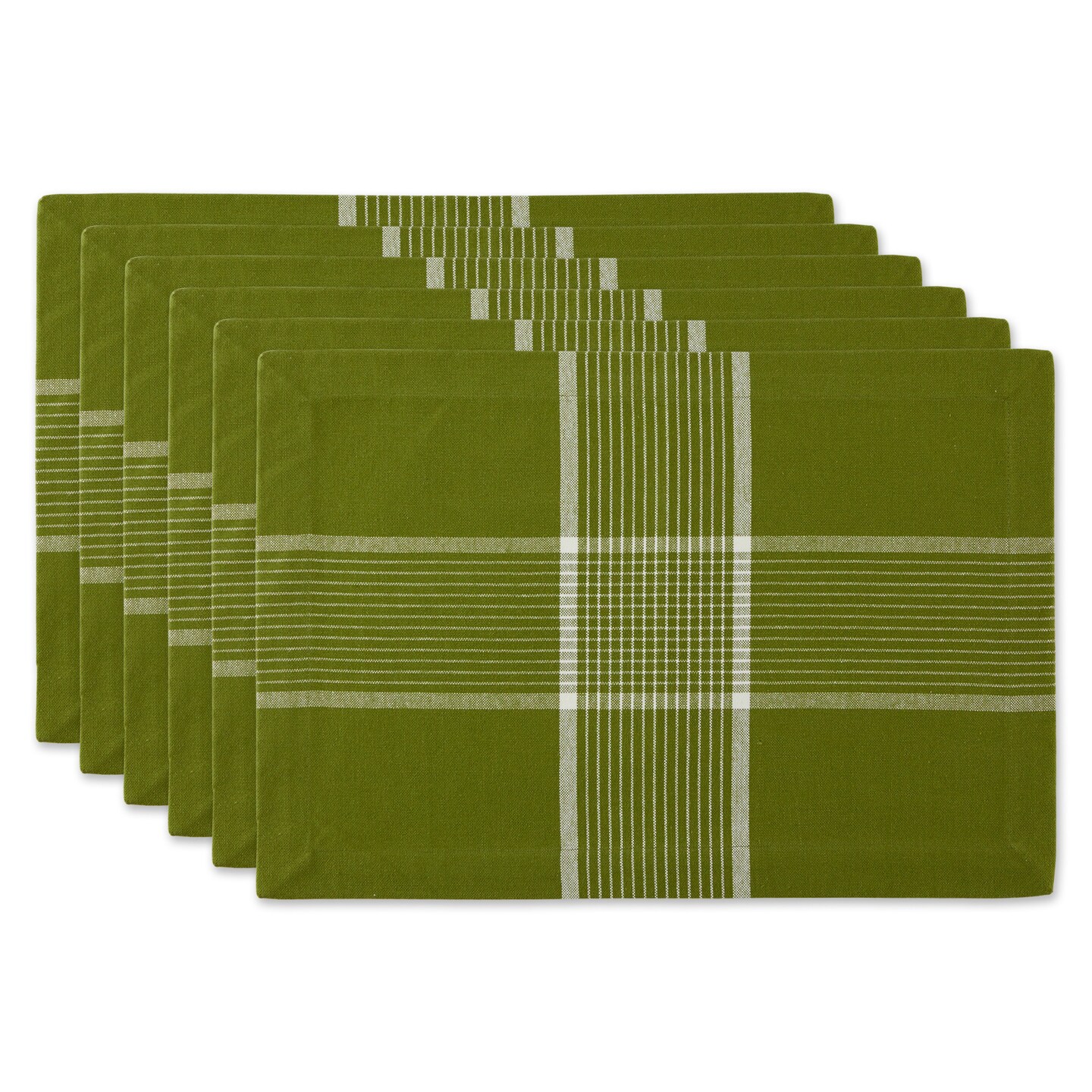 Contemporary Home Living Grid Check Rectangular Placemats - 19&#x22; - Hunter Green and White