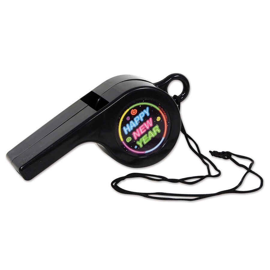 Beistle Pack of 12 Happy New Year Giant Black Whistle Party Favors 6&#x22;