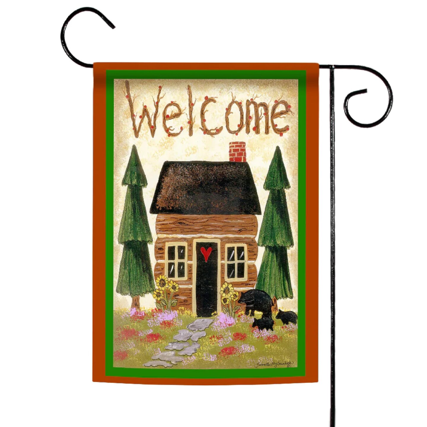 Toland Home Garden Log Cabin &#x22;Welcome&#x22; Outdoor Garden Flag 18&#x22; x 12.5&#x22;