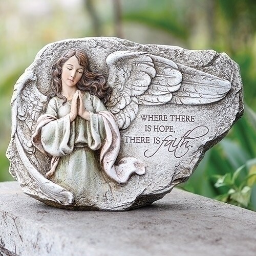 Roman Where There Is Hope Angel Outdoor Garden Statue - 11&#x22;