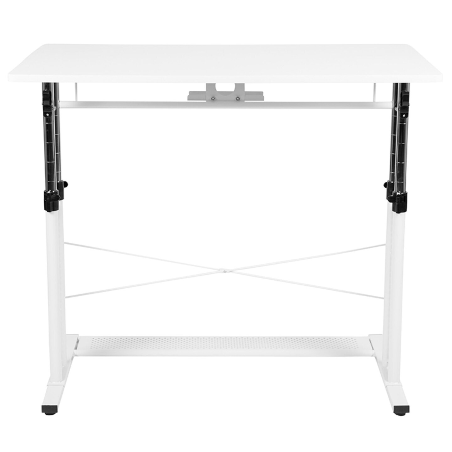Flash Furniture 39.25" White and Black Contemporary Height Adjustable Computer Desk