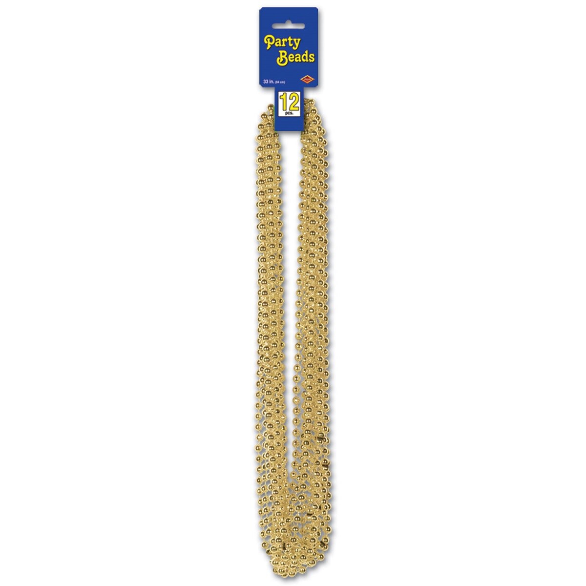 Party Central Club Pack of 144 Shiny Gold Round Beaded Necklace Birthday Party Favors 33&#x27;&#x27;