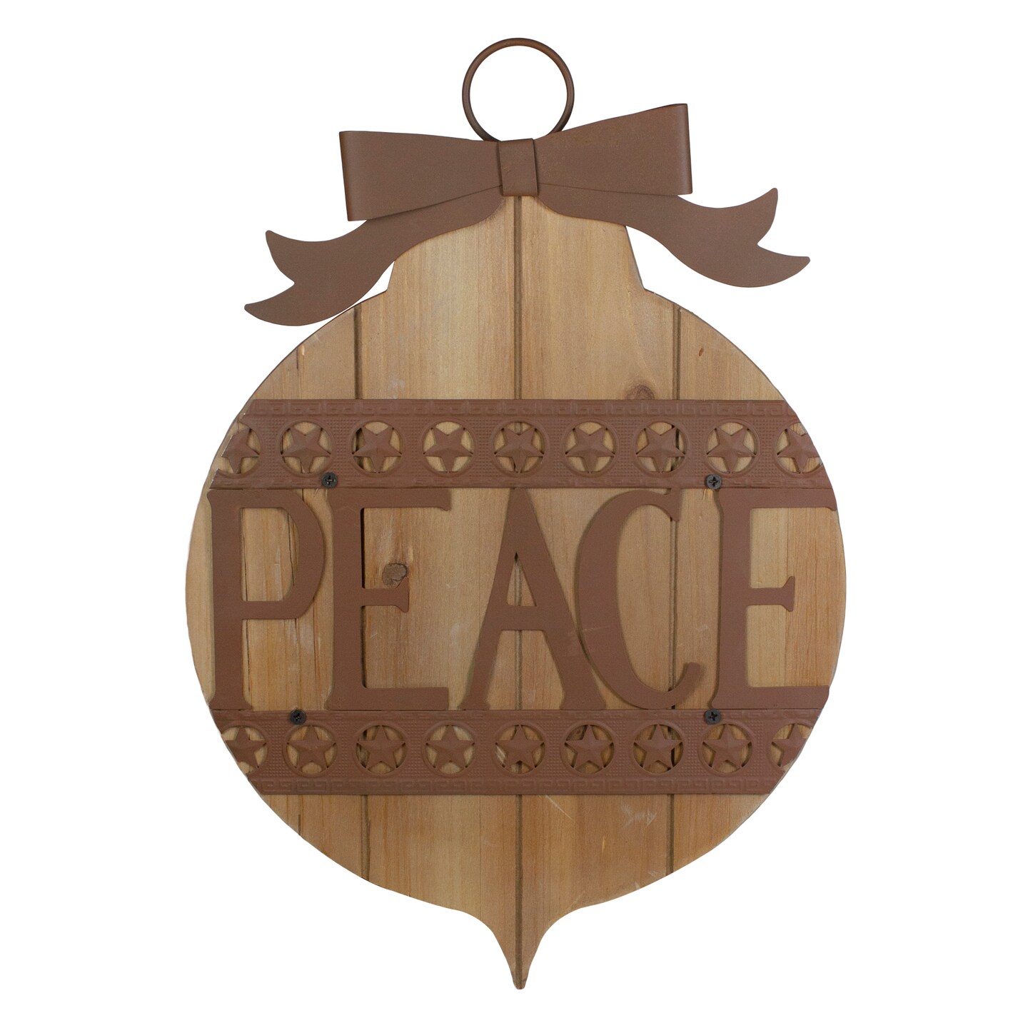 Northlight 17&#x22; Rustic Brown PEACE Christmas Ornament Wall Sign