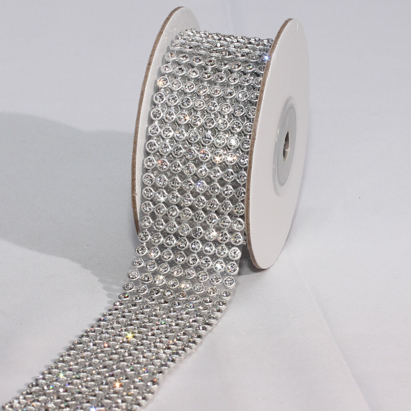 The Ribbon People Crystal Diamonds Craft Ribbon Trim with Silver and Clear Setting 1.5" x 1 Yard
