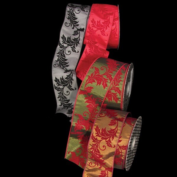 The Ribbon People Elegant Red Sheer Deco Swirl Wired Craft Ribbon 2.5" x 20 Yards