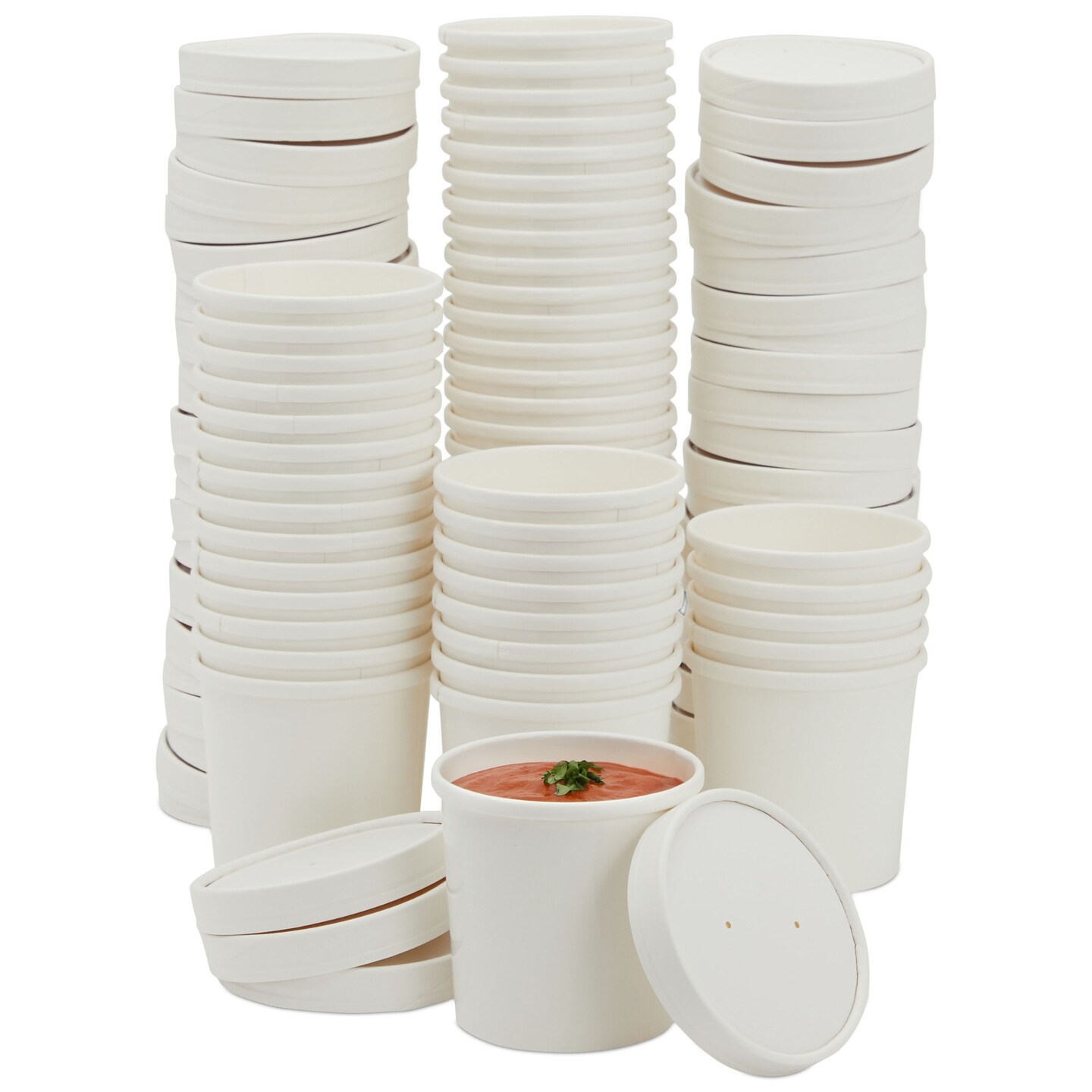 Disposable Soup Containers Lids  Paper Soup Containers Lids - 50
