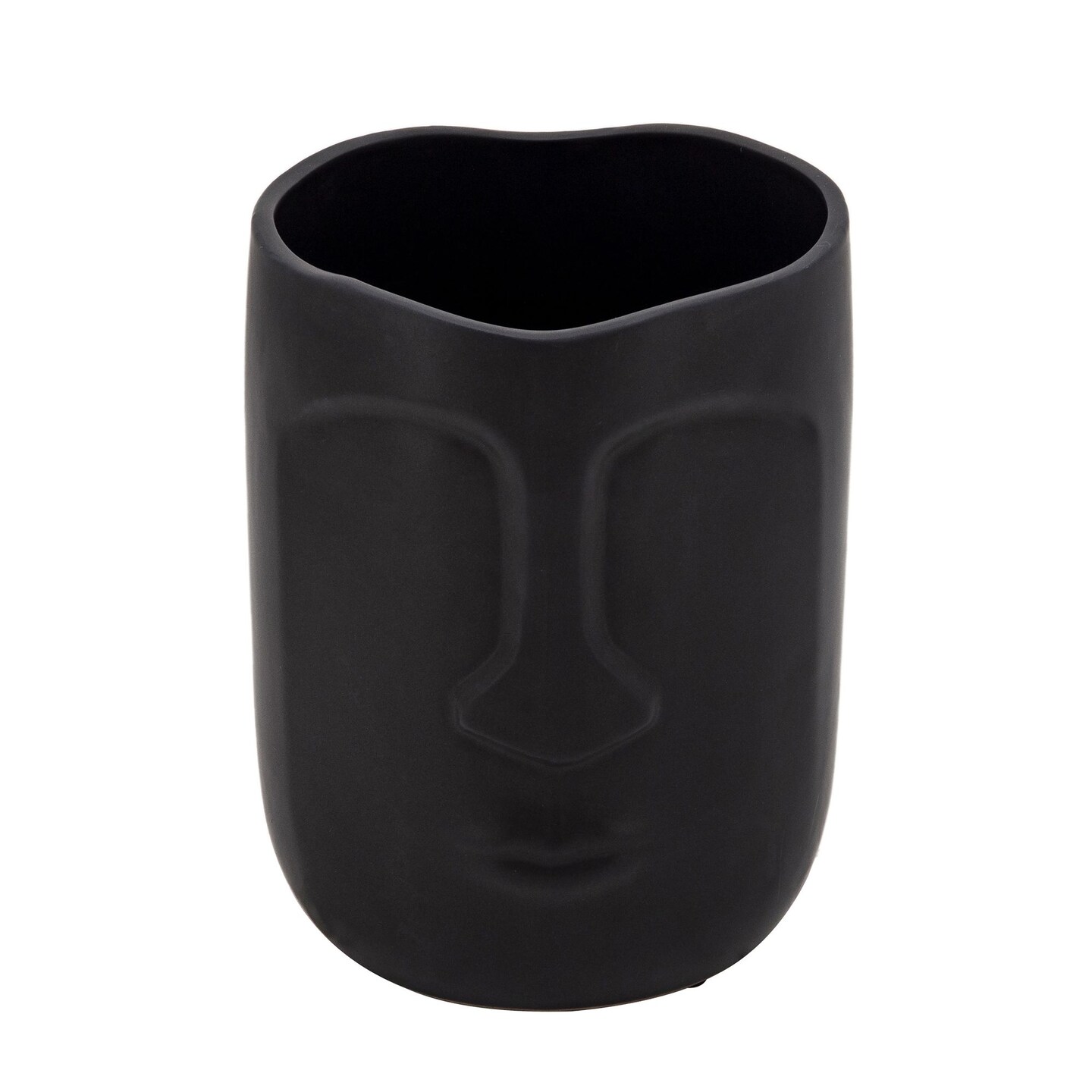 Kingston Living 6" Ceramic Face in Matte Black Standing Planter