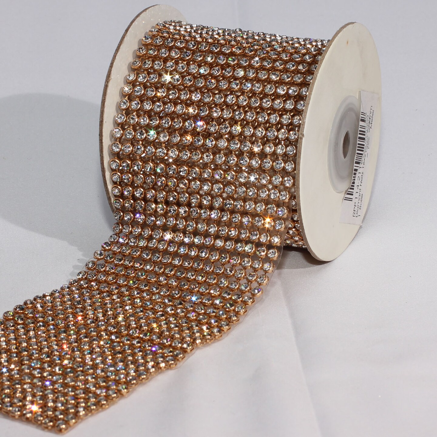 The Ribbon People Crystal Diamonds Craft Ribbon Trim with Gold and Clear Setting 2.75" x 1 Yard