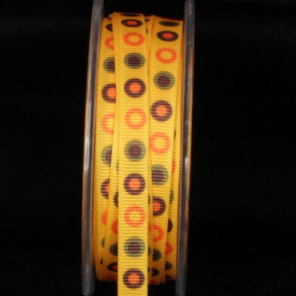 The Ribbon People Yellow and Orange Polka Dot Wired Craft Ribbon 0.25&#x22; x 108 Yards