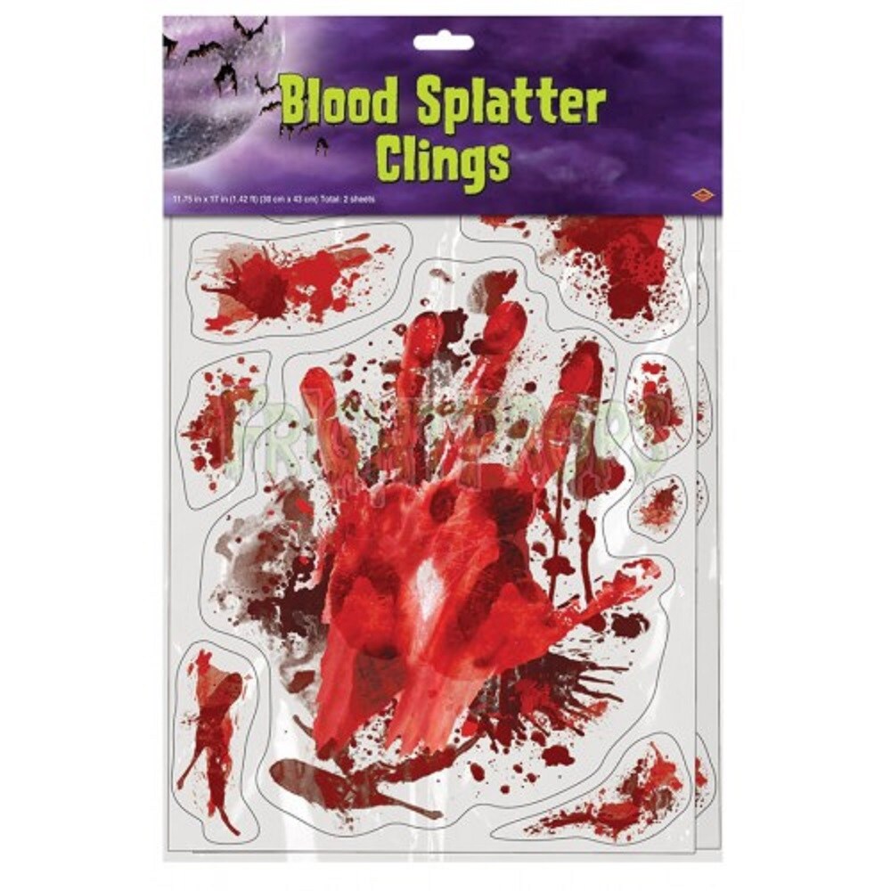 Beistle Club Pack of 204 Blood Splatter Halloween Window Cling Decorations