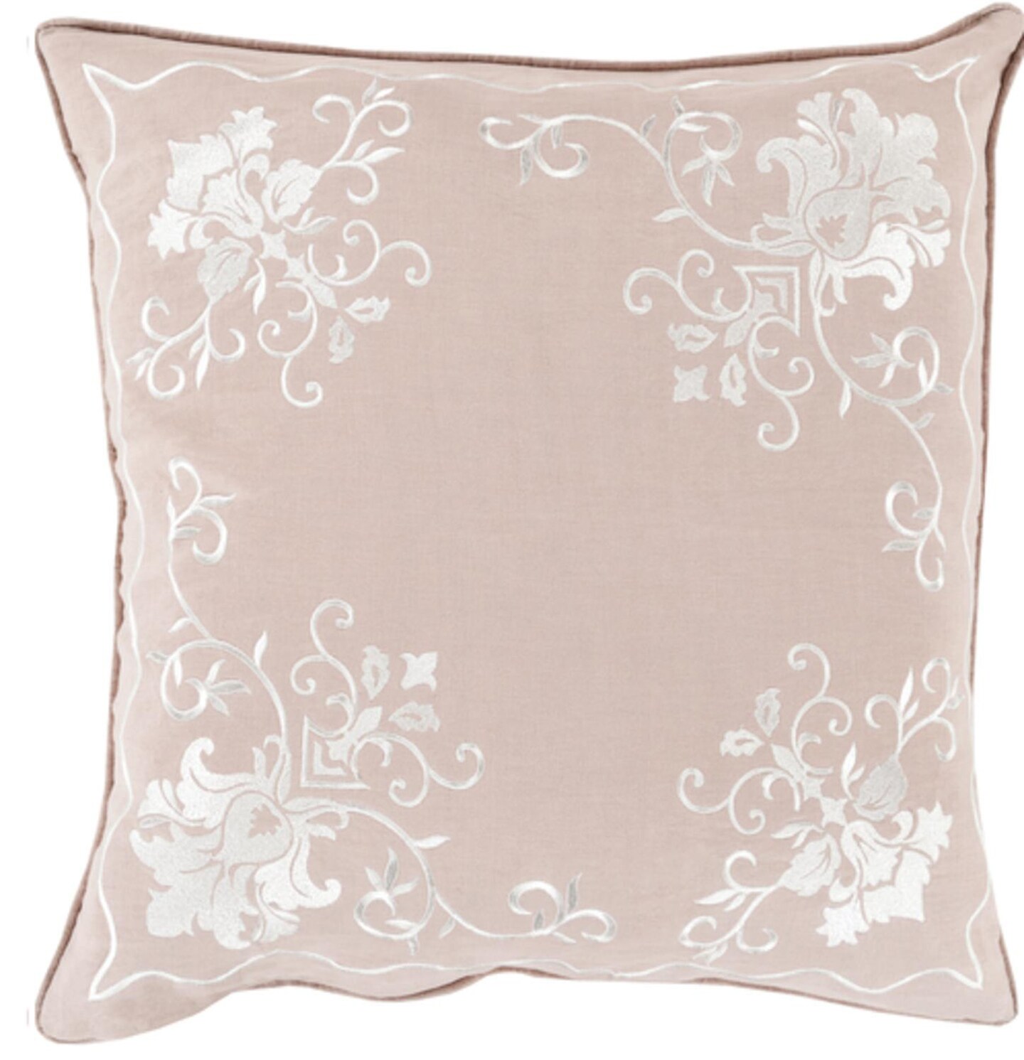 Diva At Home 20" Pink and White Fleur-De-Lis Square Throw Pillow - Down Filler