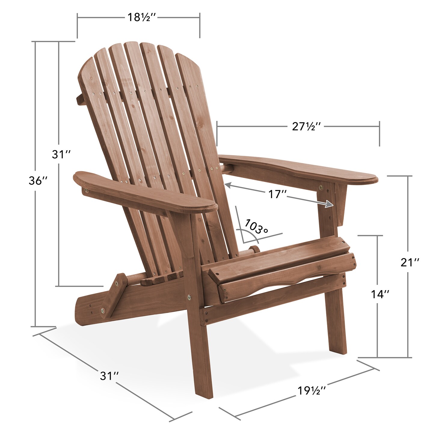Casafield Folding Adirondack Chair, Cedar Wood Outdoor Fire Pit Lounge Chairs for Patio, Deck, Yard, Lawn and Garden Seating, Partially Pre-Assembled