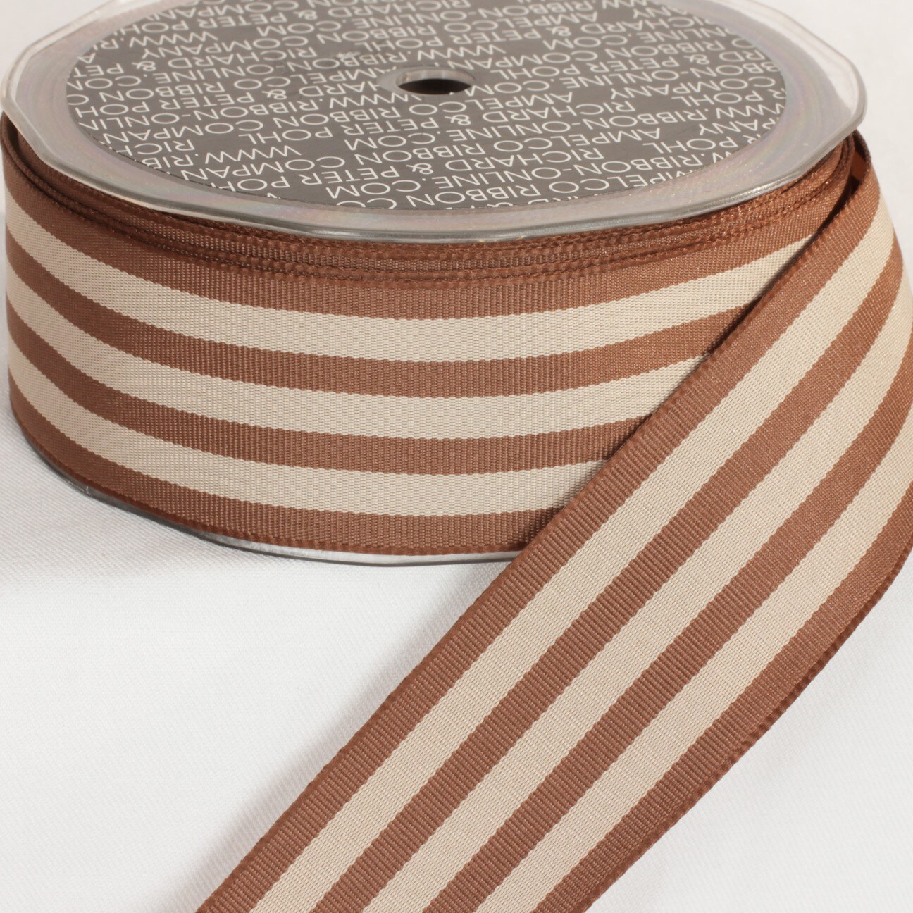 The Ribbon People Brown Toffee Striped Wired Craft Ribbon 1.5" x 27 Yards
