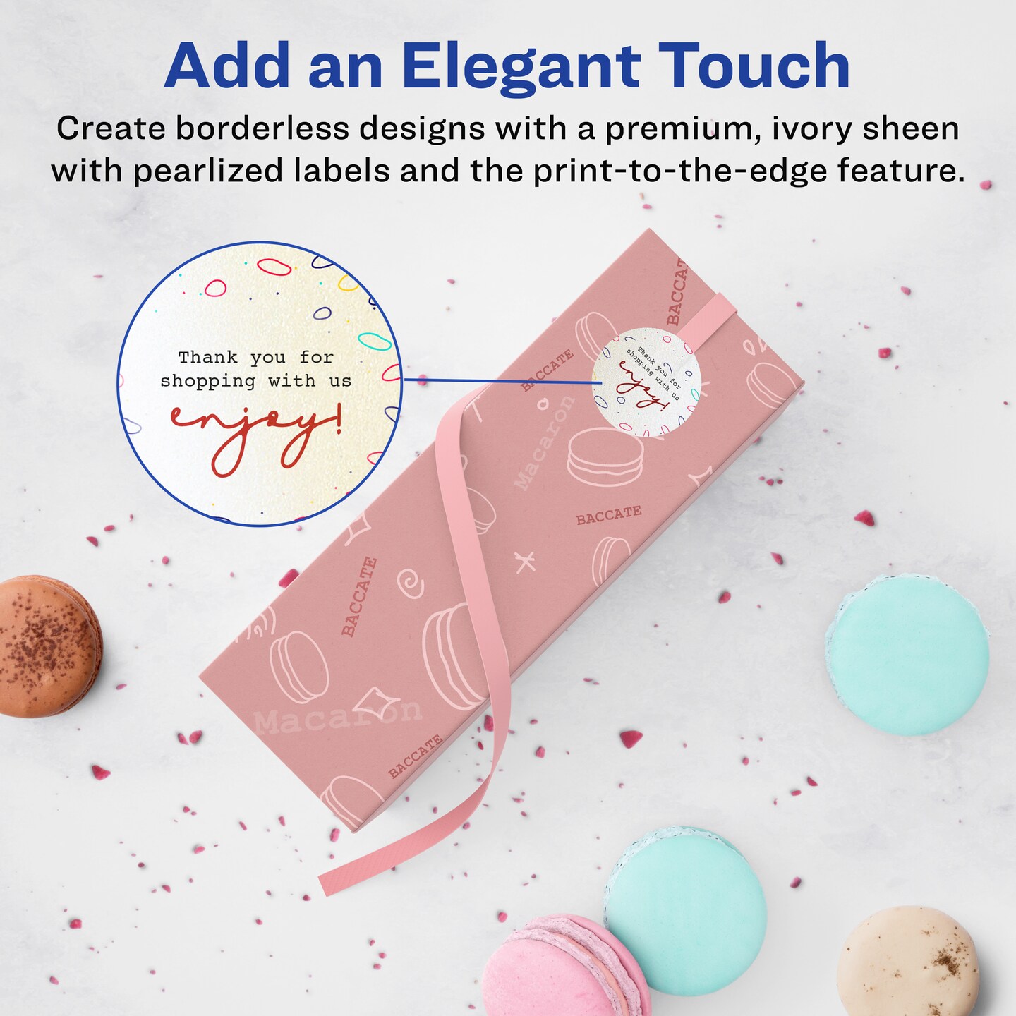 Avery Pearlized Ivory Round Labels with Sure Feed Technology, Print-to-the-Edge, 1.25" diameter