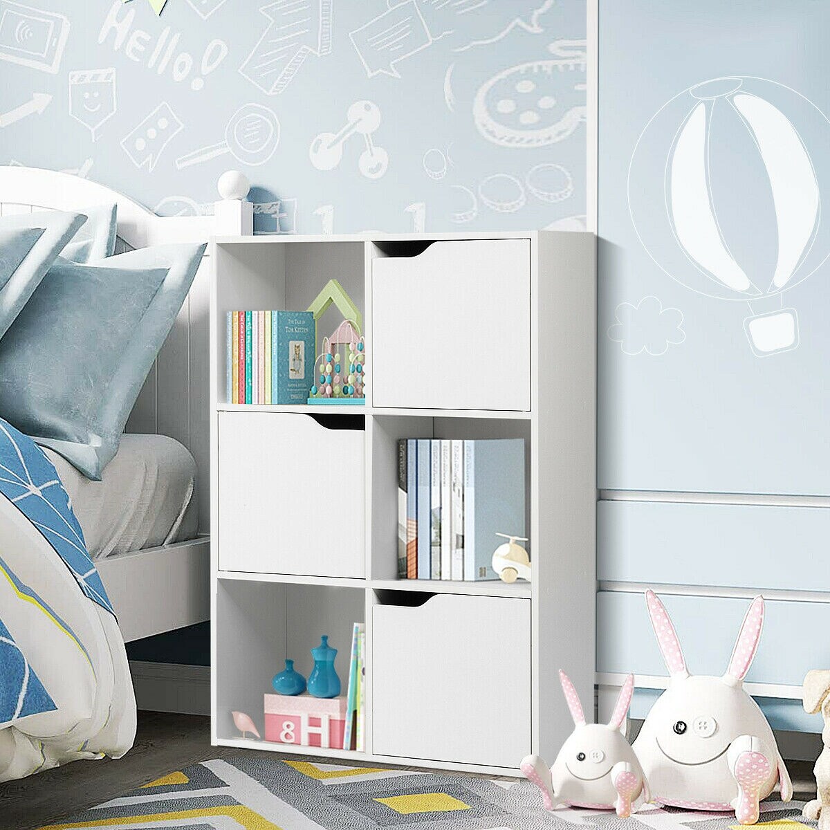 6 Cube Wood Storage Shelves Organization