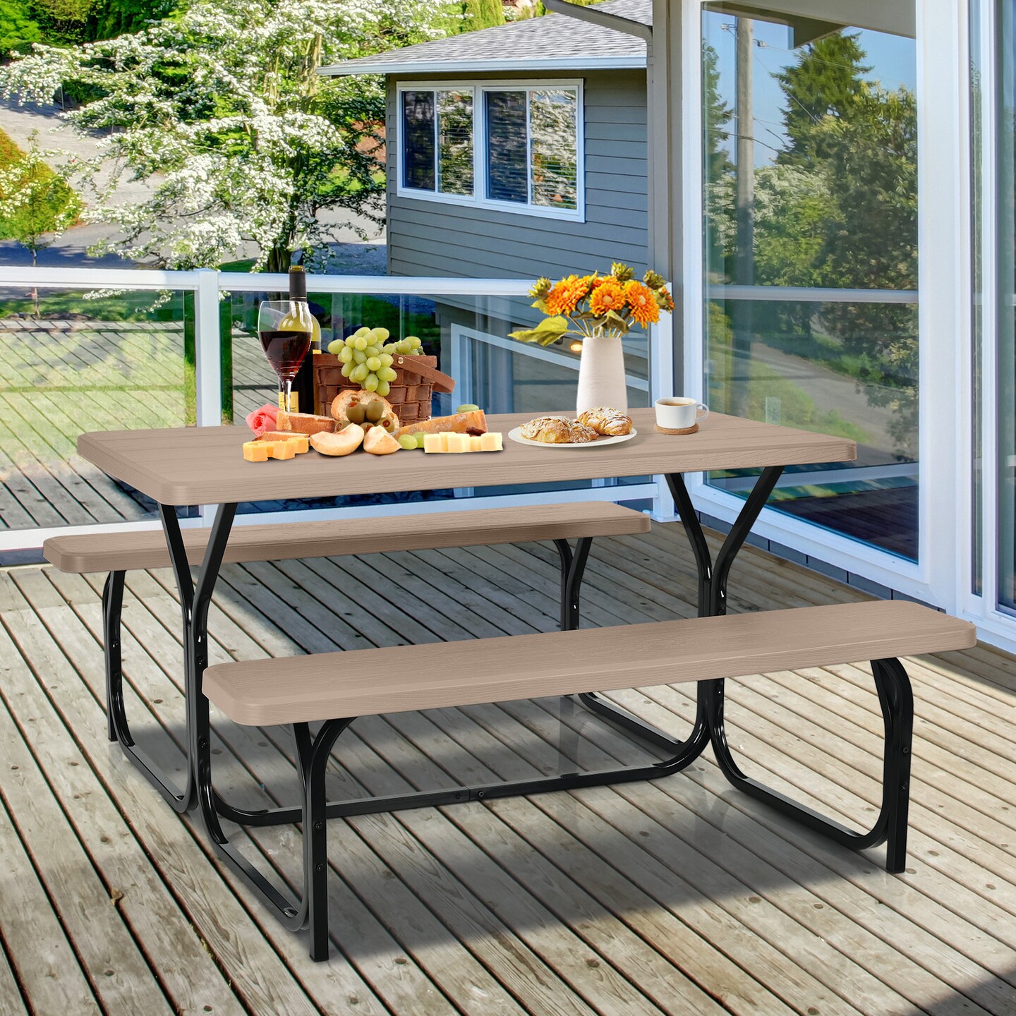 Picnic Table Bench Set for Outdoor Camping