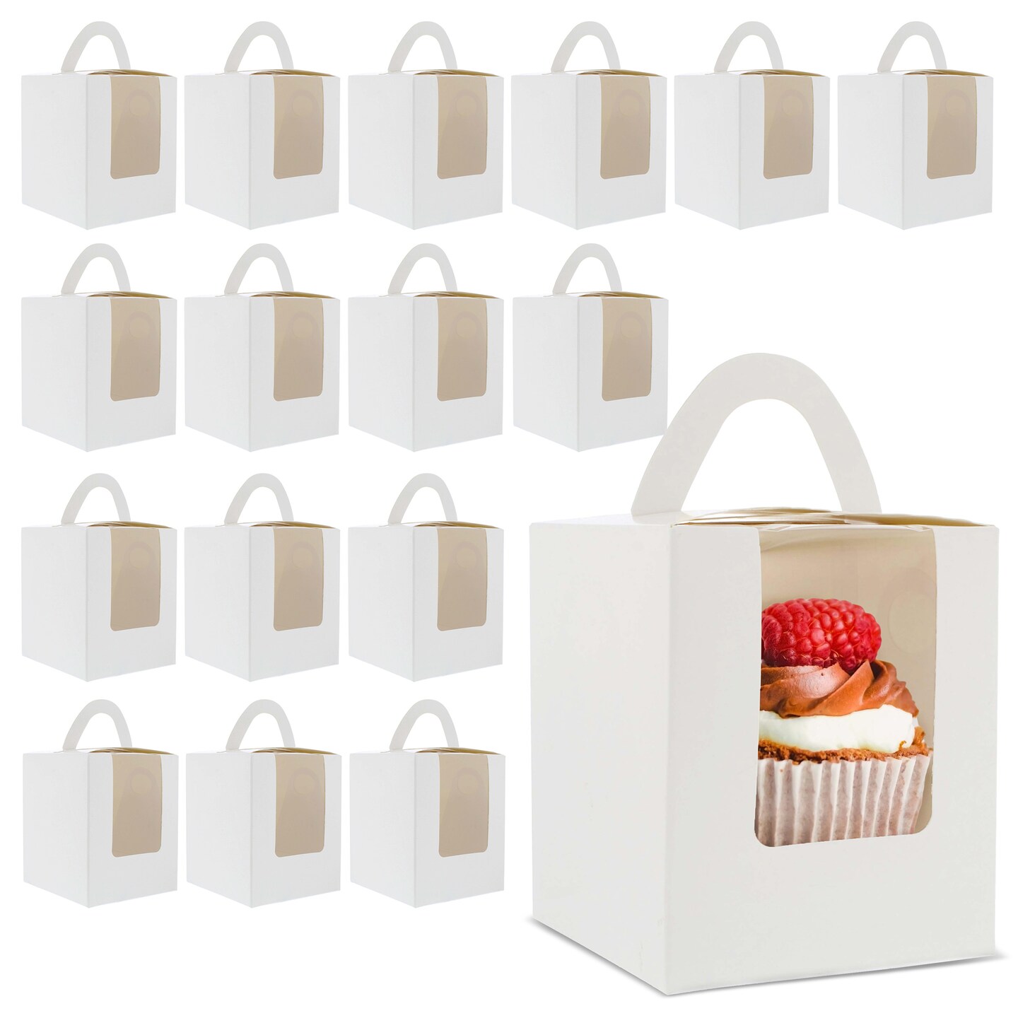 Spec101 | Single Cupcake Holders - 100 Pk Individual Cupcake Boxes with Inserts