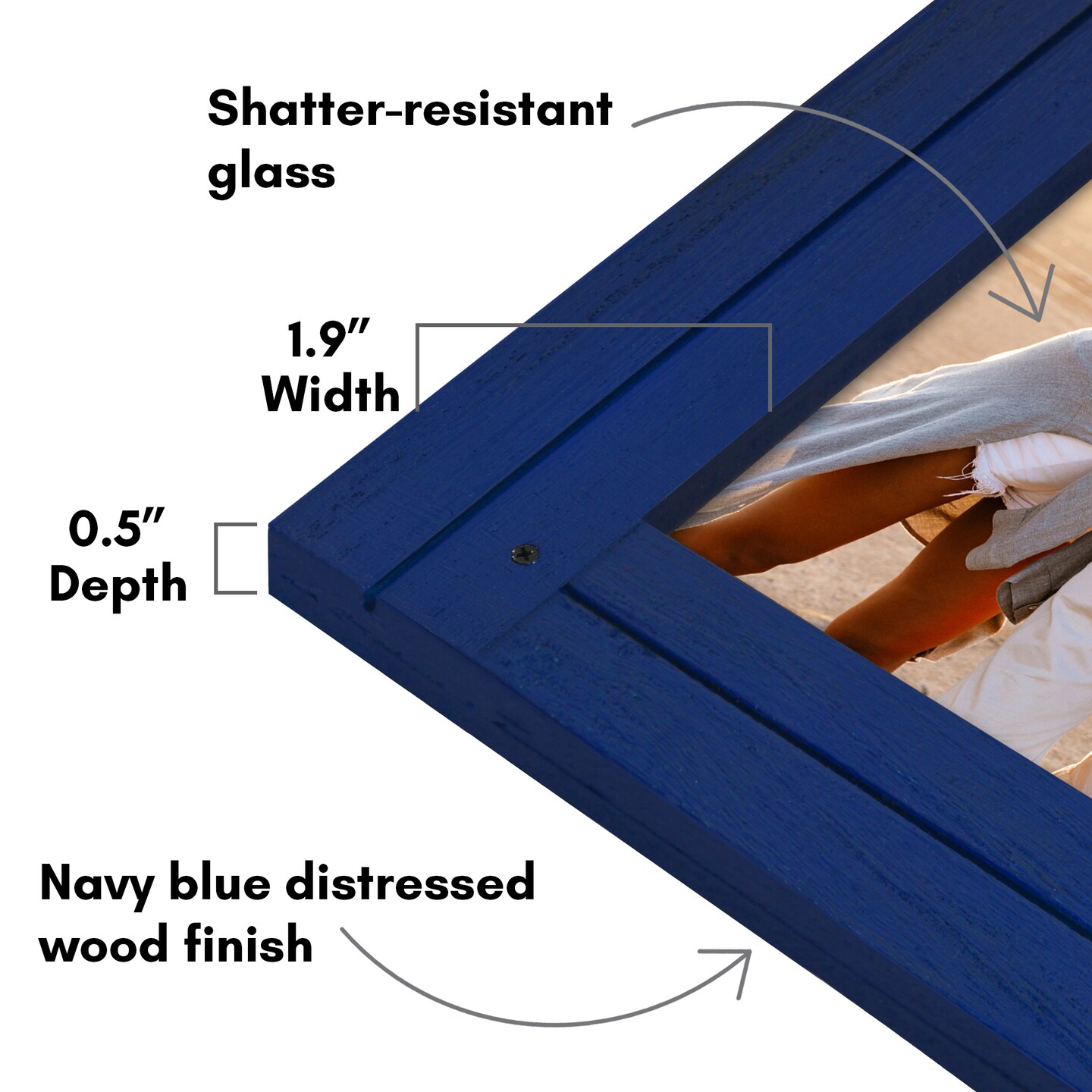 Americanflat Picture Frame - Rustic Picture Frame with Textured Engineered Wood, Shatter Resistant Glass and Easel Back - Horizontal and Vertical Display