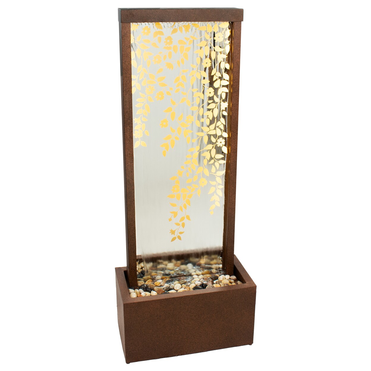 Sunnydaze Wisteria Vines Zinc Outdoor Water Fountain With Leds - 47.25"