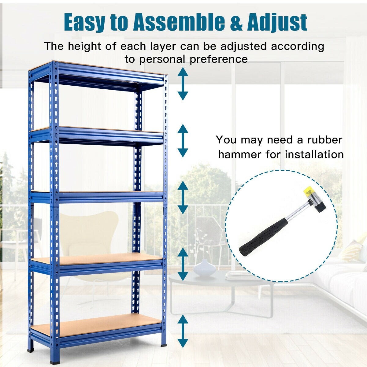 5-tier Steel Shelving Unit Storage Shelves Heavy Duty Storage Rack