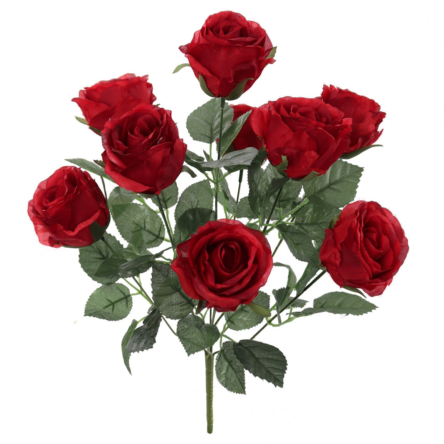 12-Pack: Red Rose Bush with 9 Silk Flowers &#x26; Foliage by Floral Home&#xAE;