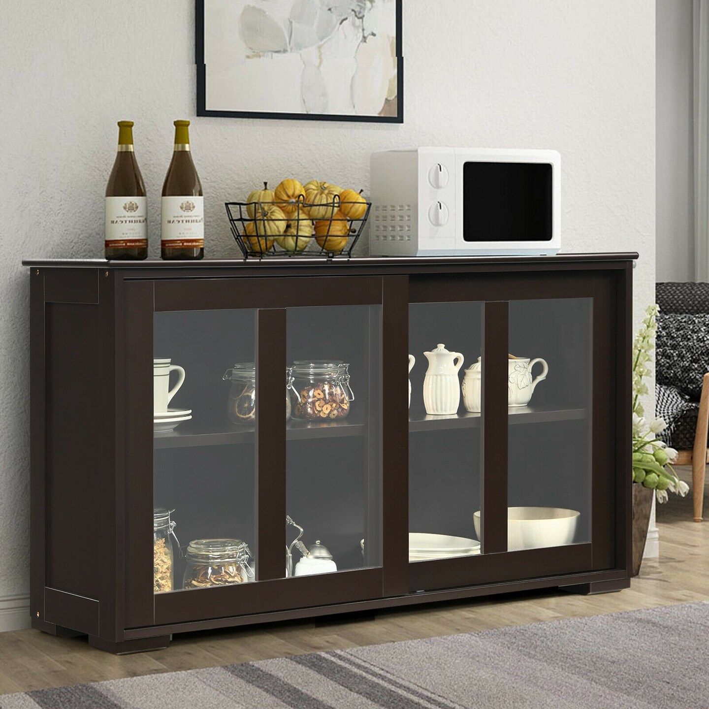 Sideboard Buffet Cupboard Storage Cabinet with Sliding Door