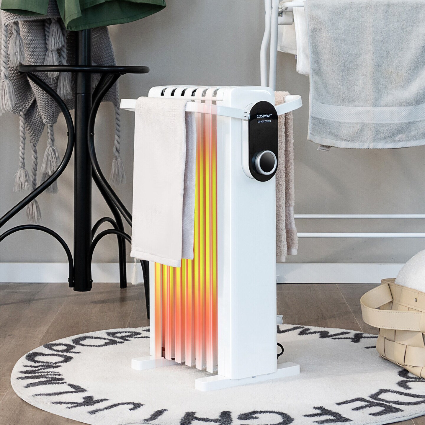 1500W Electric Space Heater Oil Filled Radiator Heater with Foldable Rack