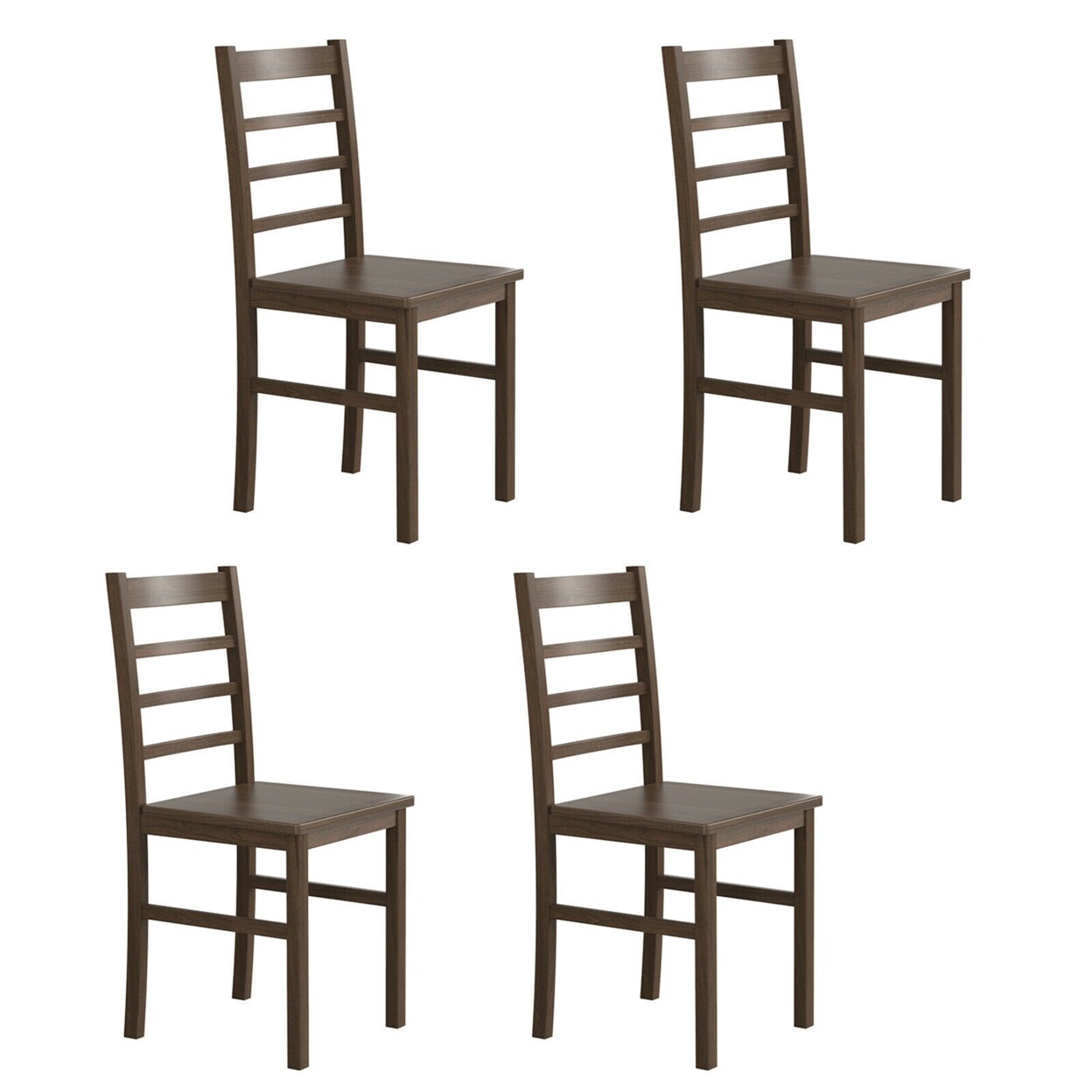 Gymax Dining Chair Set of 4 Modern Kitchen Wood Chairs W/ Solid Rubber Wood Structure