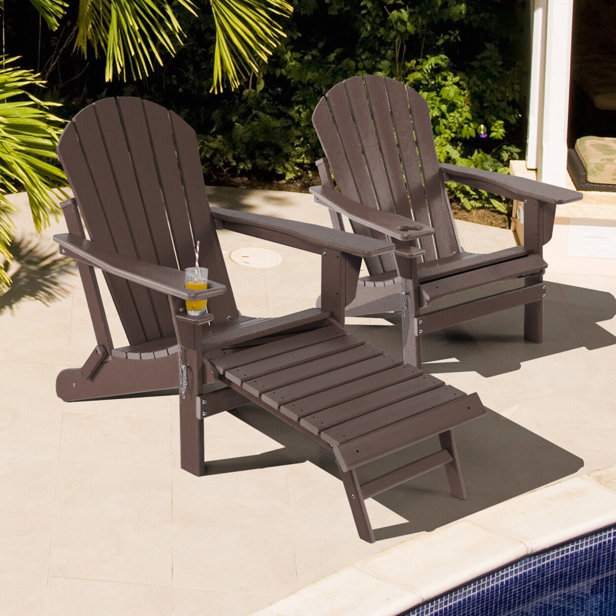 Folding adirondack discount chair with footrest